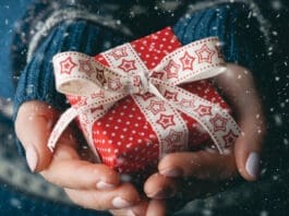 Close Up Shot Of Female Hands Holding A Small Gift