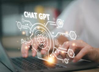 Chatbot Chat With Ai, Artificial Intelligence. Man Using Technology Smart Robot Ai, Artificial Intelligence By Enter Command Prompt For Generates Something, Futuristic Technology Transformation.