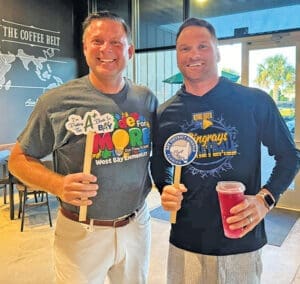 Bay District Schools School Board Chair Steve Moss Poses For A First Day Photo With A Bpa Teacher.