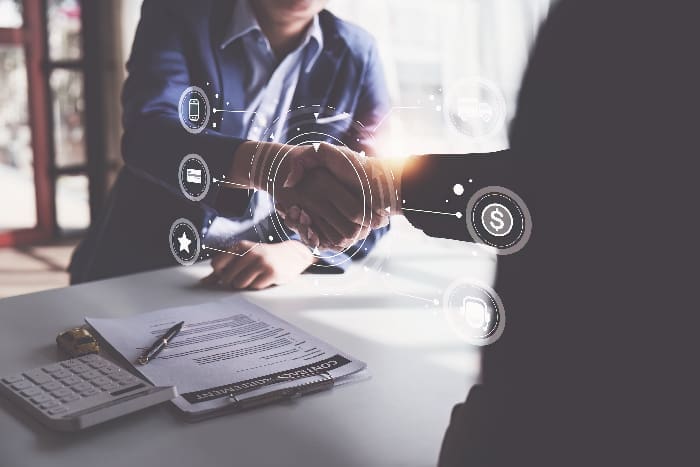 Close Up Agency Shaking Hand For Loan Credit Financial, Lease And Rental Concept