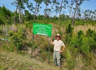 Nature Preserve in Lynn Haven Re-Dedicated Bay County Conservancy Dr Mark Hyman Installs Sign